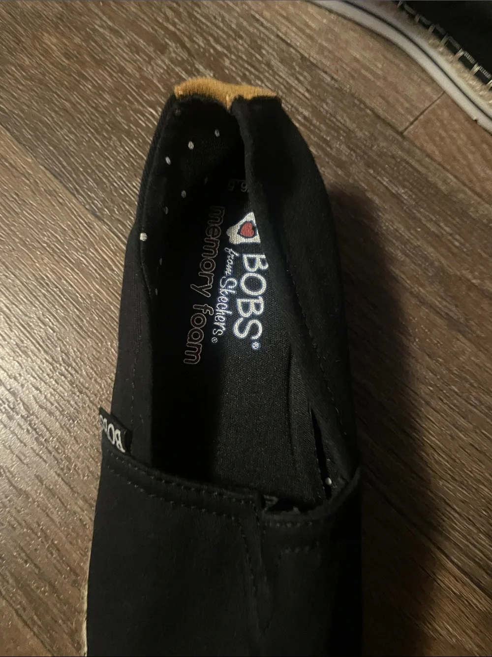 Skechers Black Canvas Slip-On Loafers with Tan Trim